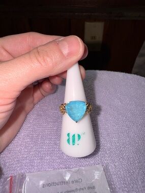 bp Gold-Tone Ring with Triangular Turquoise Stone